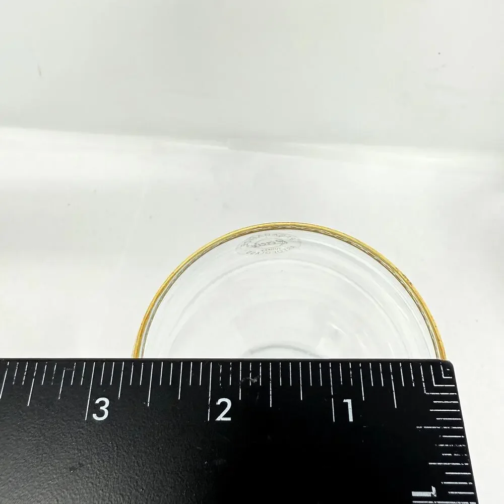 Pasabahce Circle Turkey Gold Rim Goblet Glasses Set of 2 Art of Glass 6.25”
